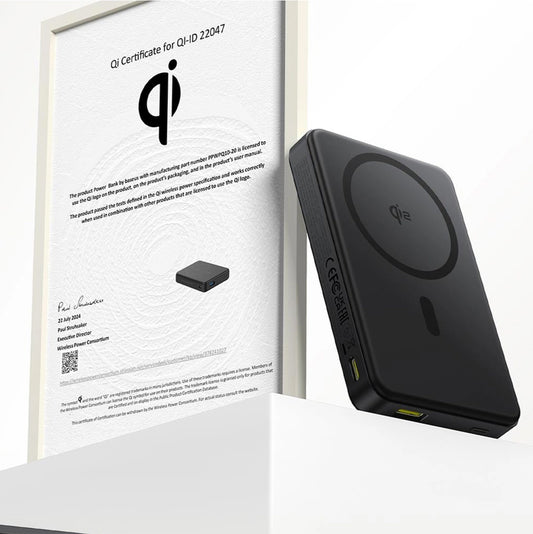 Externer Wireless-Akku Baseus Airpow2 Qi2, 10000mAh, 22.5W, QC + PD + FQI, 1 x QI - 1 x USB-A - 1 x USB-C, Schwarz P10080000123-00