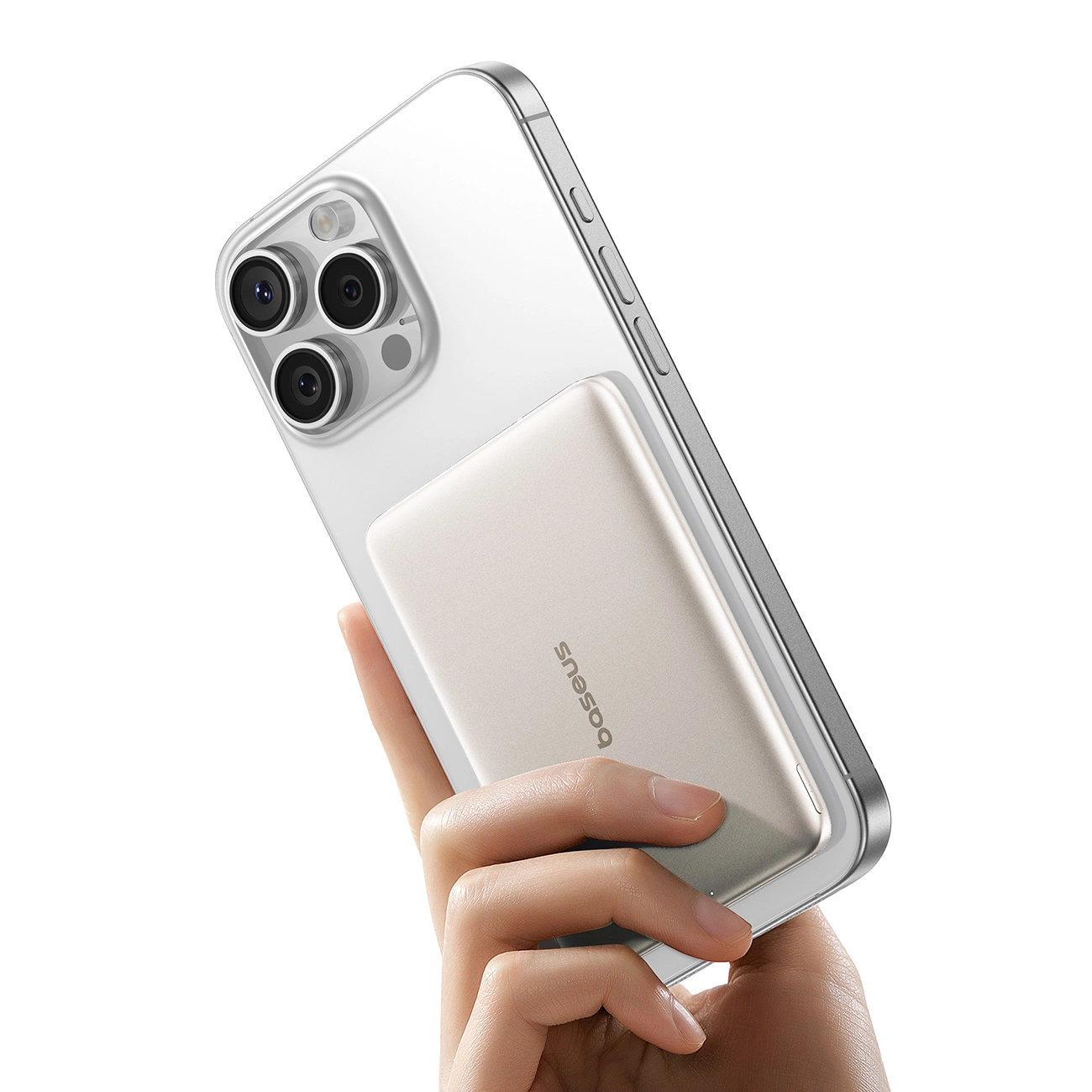 Externer Wireless-Akku Baseus PicoGo AM41, 5000mAh, 20W, PD + FQI, 1 x QI - 1 x USB-C, Beige