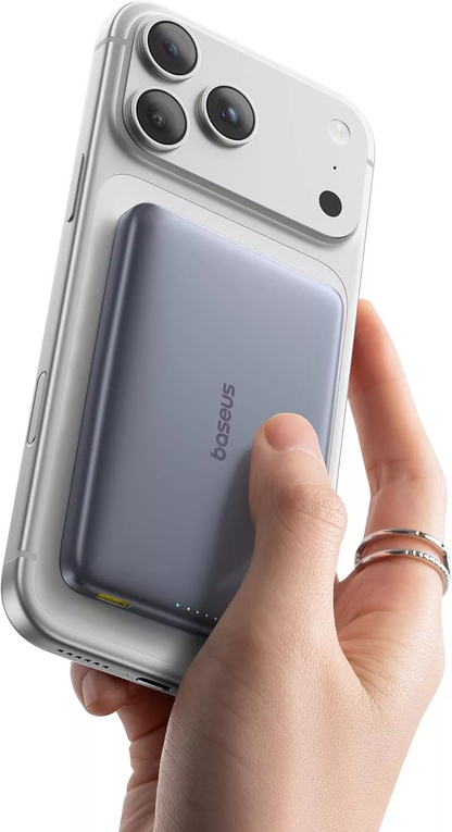 Externer Wireless-Akku Baseus PicoGo AM41, 10000mAh, 27W, PD + FQI, 1 x QI - 1 x USB-C, Grau E0027200
