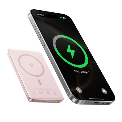 Externer Wireless-Akku Baseus PicoGo AM41, 10000mAh, 27W, PD + FQI, 1 x QI - 1 x USB-C, Rosa E0027202