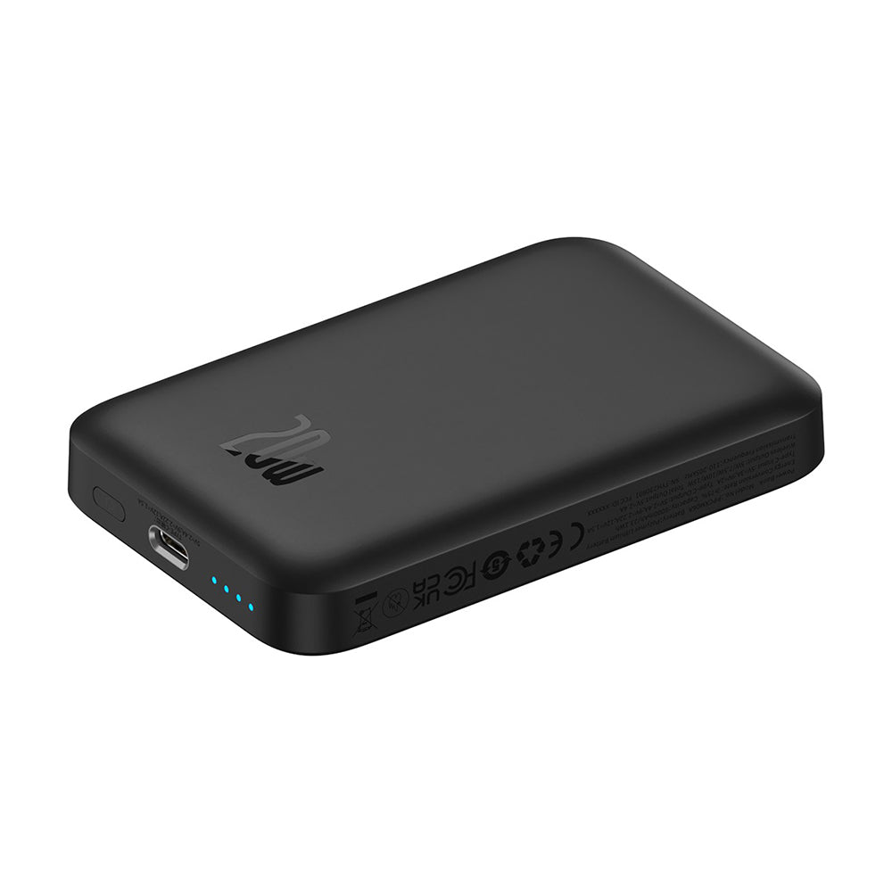 Baseus Mini Air Wireless External Battery, 6000mAh, 20W, PD + FQI, 1 x QI - 1 x USB-C, Black P10059002113-00