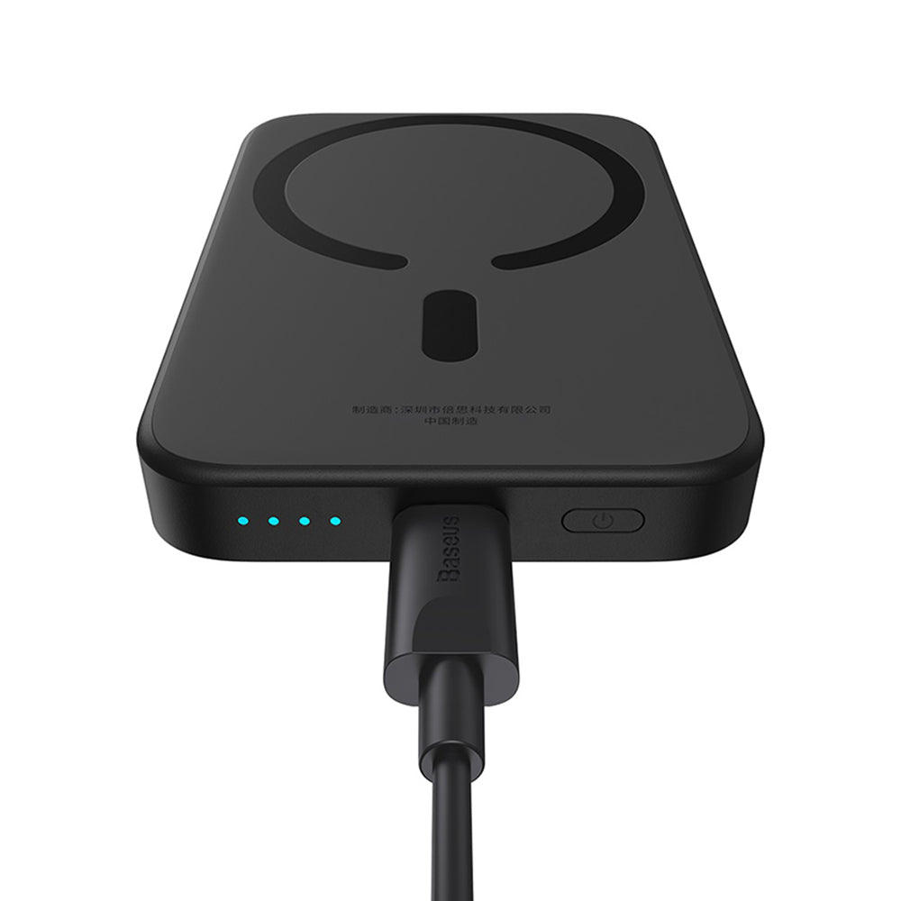 Baseus Mini Air Wireless External Battery, 6000mAh, 20W, PD + FQI, 1 x QI - 1 x USB-C, Black P10059002113-00