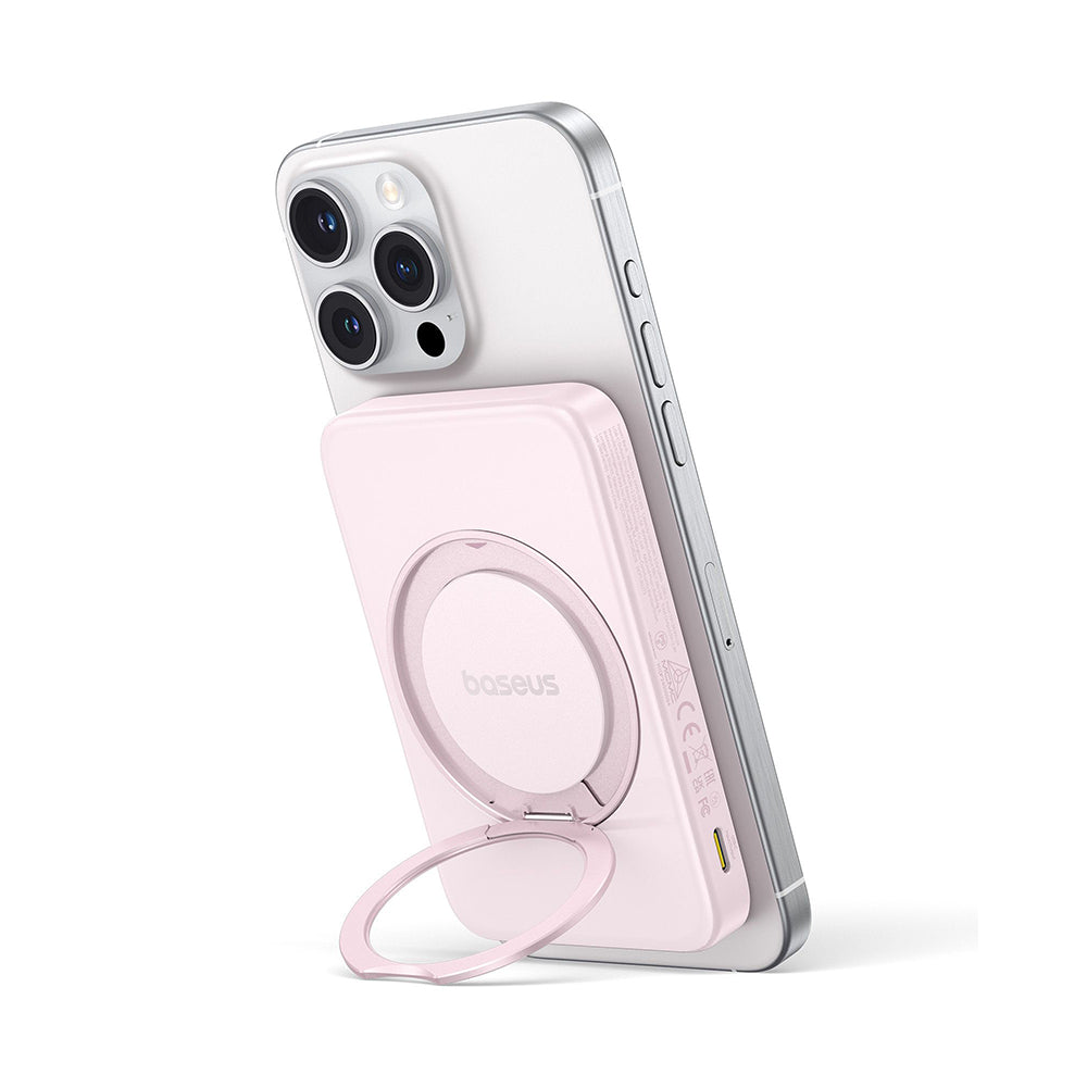 Externer Wireless-Akku Baseus PicoGo, 5000mAh, 20W, PD + FQI, 1 x QI - 1 x USB-C, Rosa P10076800413-00