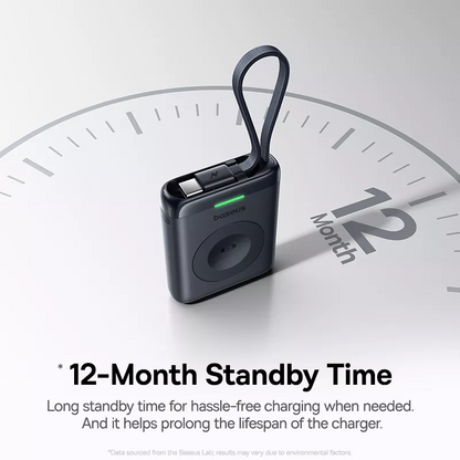 Baseus EnerFill FW11 Wireless External Battery for Apple Watch Series, 1640mAh, 5W, 1 x QI, Black E0205301