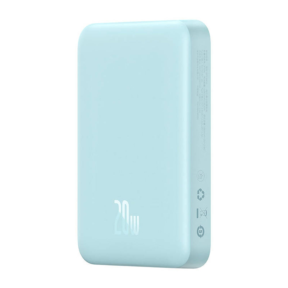 Baseus Magnetic Mini Wireless External Battery, 10000mAh, 20W, PD + FQI, 1 x QI - 1 x USB-C, Blue PPCX110103