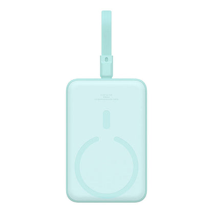 Baseus Magnetic Mini Wireless External Battery, 10000mAh, 20W, PD + FQI, 1 x Lightning - 1 x QI - 1 x USB-C, Green P10022109333-00