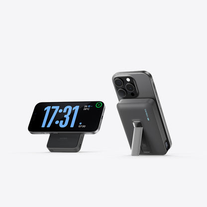 Kabellose Externe Batterie Cuktech WPB100, 10000mAh, 30W, PD + FQI, 1 x QI - 1 x USB-C, Grau CUWPB100GLBK
