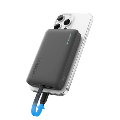 Kabellose Powerbank Cuktech WPB100L, 10000mAh, 22,5W, PD + FQI, 1 x QI - 2 x USB-C, Schwarz CKWPB100LGLBK