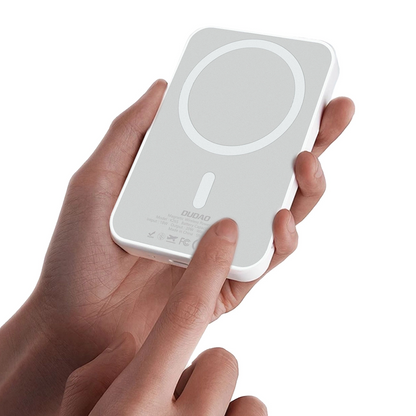Dudao K26s External Wireless Battery, 5000mAh, 20W, PD + FQI, 1 x QI - 1 x USB-C, White