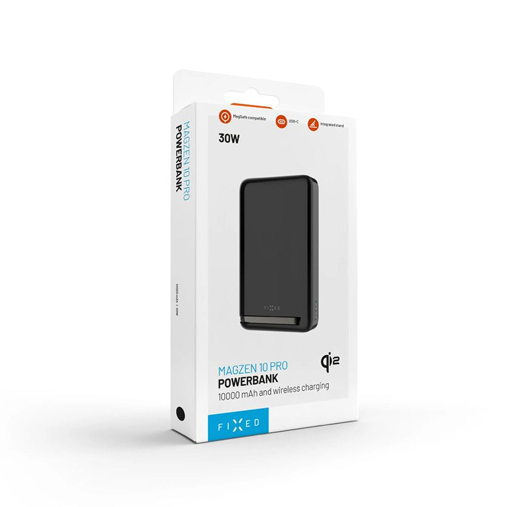 Externer Wireless Akku Fixed MagZen 10 Pro, 10000mAh, 30W, PD + FQI, 1 x QI - 1 x USB-C, Schwarz