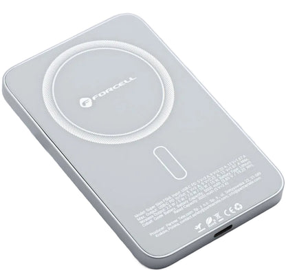 Externer Wireless-Akku Forcell F5K8, 5000mAh, 15W, PD + FQI, 1 x QI - 1 x USB-C, Weiß