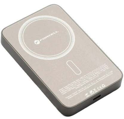 Externer Wireless-Akku Forcell F5K8, 5000mAh, 15W, PD + FQI, 1 x QI - 1 x USB-C, Gold