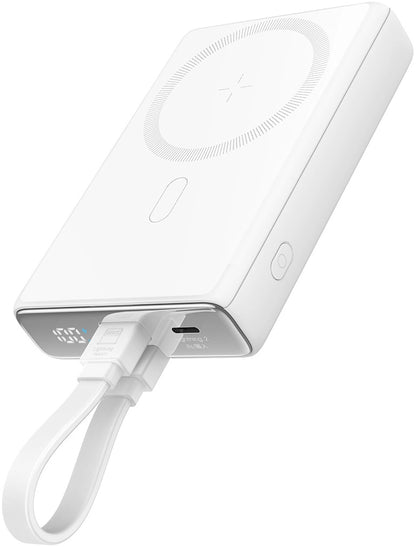 Externer Wireless Akku Joyroom JR-PBM01, 10000mAh, 20W, QC + PD + FQI, 1 x Lightning - 1 x QI - 1 x USB-C, Weiß