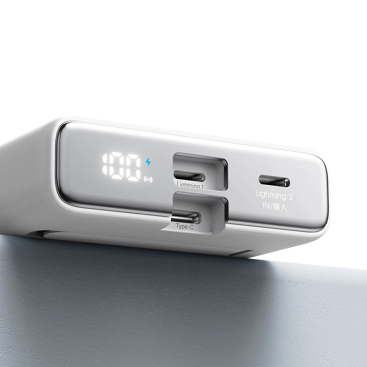 Externer Wireless Akku Joyroom JR-PBM01, 10000mAh, 20W, QC + PD + FQI, 1 x Lightning - 1 x QI - 1 x USB-C, Weiß