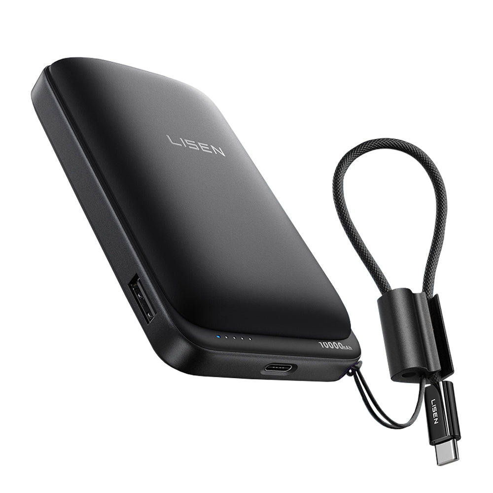 Wireless Externe Batterie Lisen P604, 10000mAh, 65W, QC + PD + FQI, 1 x QI - 1 x USB-A - 1 x USB-C, Schwarz