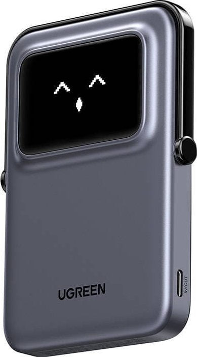 Externer Wireless-Akku UGREEN PB571 Uno, 5000mAh, 20W, PD + FQI, 1 x QI - 1 x USB-C, Grau
