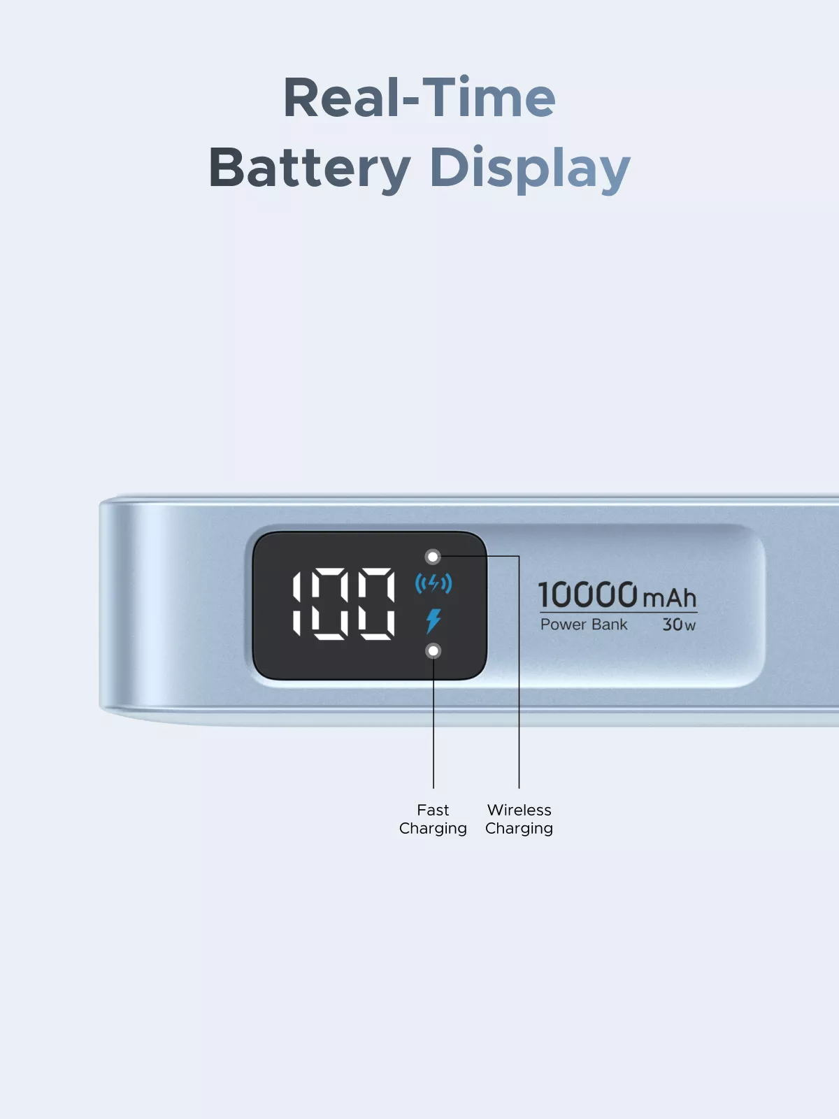 Externer Wireless-Akku UGREEN MagFlow PB773, 10000mAh, 25W, PD + FQI, 1 x QI - 2 x USB-C, Blau