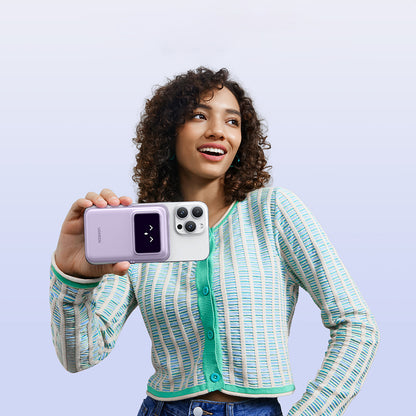 Externer Wireless-Akku UGREEN PB571 Uno, 5000mAh, 20W, PD + FQI, 1 x QI - 1 x USB-C, Lila