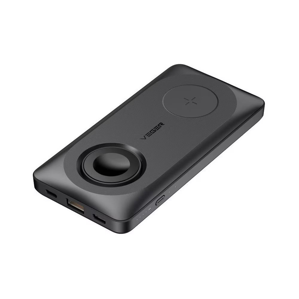 Externer Wireless-Akku Veger MagMulti W1156, 10000mAh, 22.5W, QC + PD + FQI, 2 x QI - 1 x USB-A - 1 x USB-C, Schwarz
