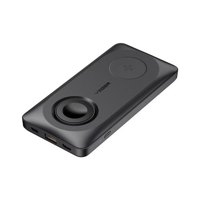 Externer Wireless-Akku Veger MagMulti W1156, 10000mAh, 22.5W, QC + PD + FQI, 2 x QI - 1 x USB-A - 1 x USB-C, Schwarz
