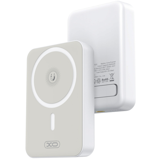 Externer Wireless-Akku XO Design PR231, 10000mAh, 20W, PD + FQI, 1 x QI - 1 x USB-C, Weiß