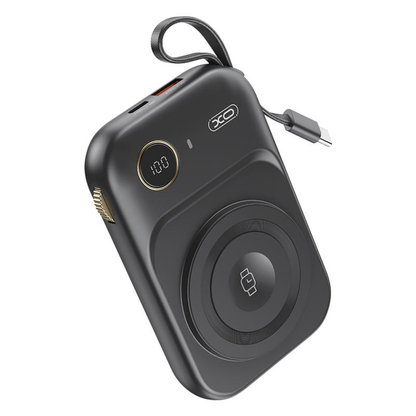 Externer Wireless-Akku XO Design PR270, 10000mAh, 22.5W, QC + PD + QI, 1 x QI - 1 x USB-A - 1 x USB-C, Schwarz