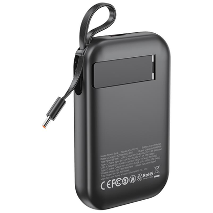Externer Wireless-Akku XO Design PR270, 10000mAh, 22.5W, QC + PD + QI, 1 x QI - 1 x USB-A - 1 x USB-C, Schwarz