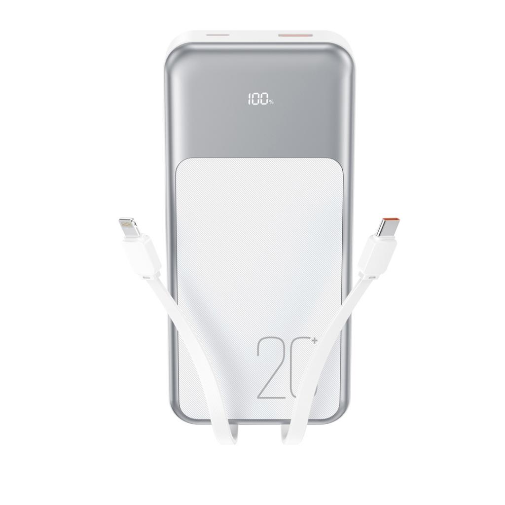 Externer Akku XO Design PR249, 20000mAh, 22.5W, QC + PD, 1 x Lightning - 1 x USB-A - 2 x USB-C, Weiß