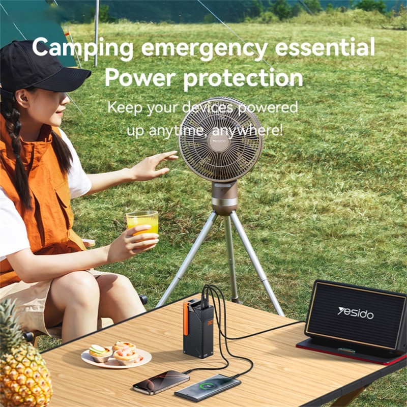 Externe Batterie Yesido YP62, 30000mAh, 22,5W, QC + PD, 2 x USB-A - 2 x USB-C, Schwarz