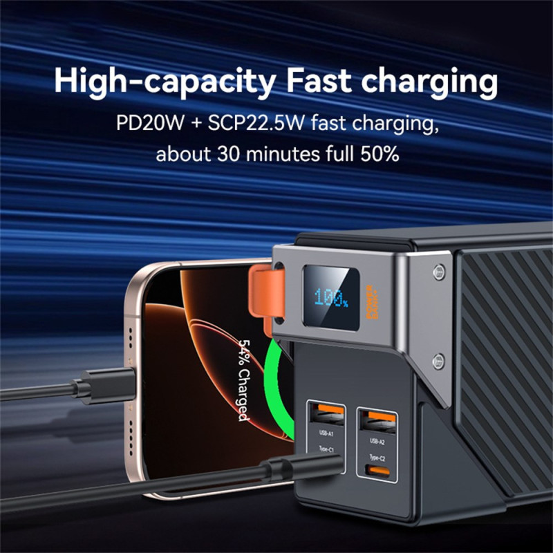 Externe Batterie Yesido YP62, 30000mAh, 22,5W, QC + PD, 2 x USB-A - 2 x USB-C, Schwarz