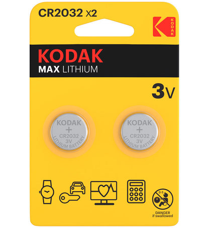 Kodak Max Lithium Batterie, CR2032, 2 Stück Set