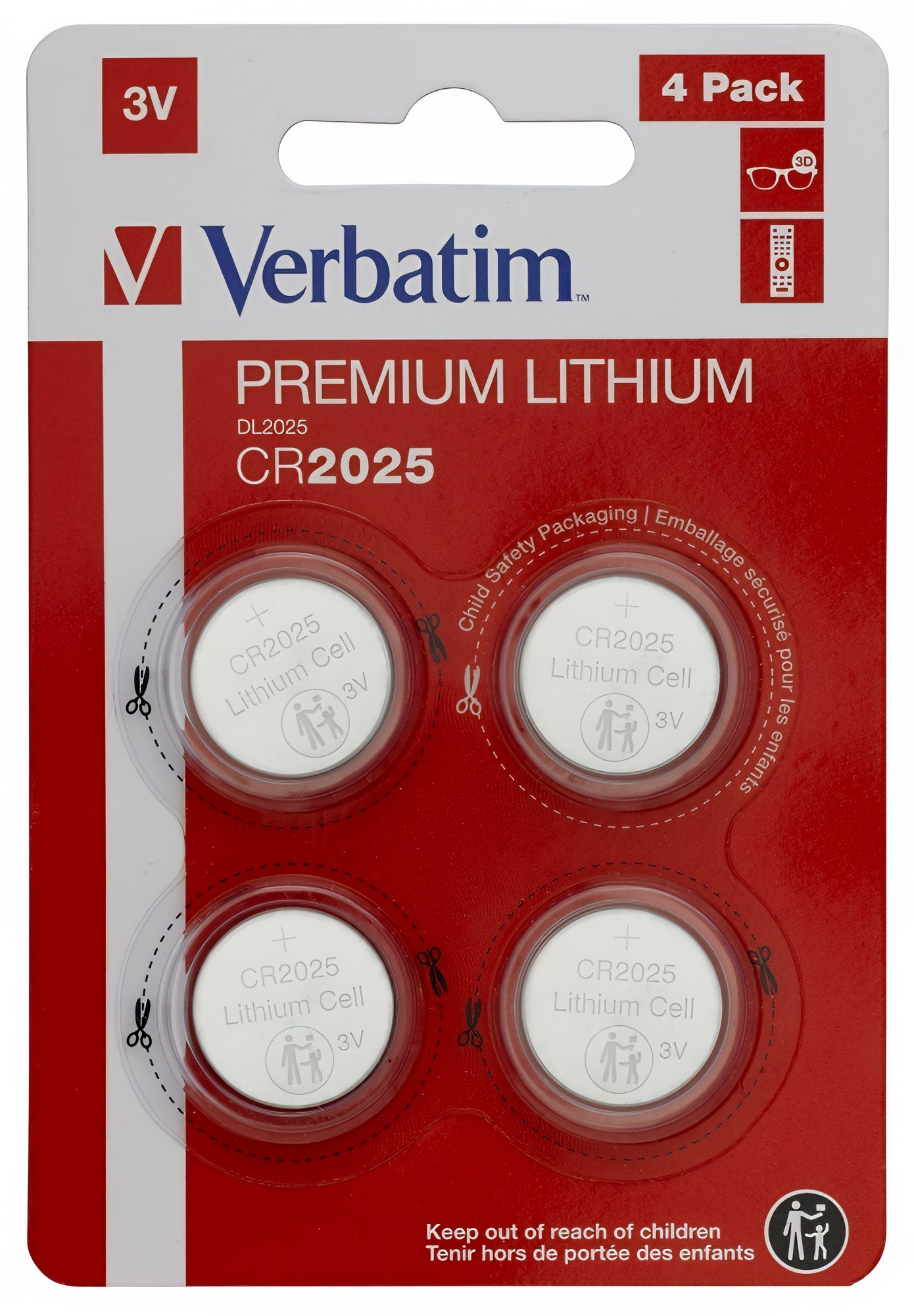 Verbatim Premium Batterie, CR2025, 4 Stück Set 49532