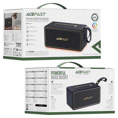 Tragbarer Bluetooth-Lautsprecher Acefast K3 Max, 80W, RGB, Wasserdicht, Schwarz