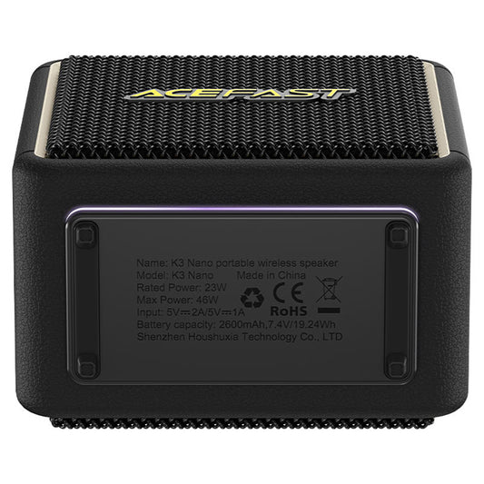 Tragbarer Bluetooth-Lautsprecher Acefast K3 Nano, 1 x 30W - 1 x 16W, RGB, wasserdicht, Schwarz