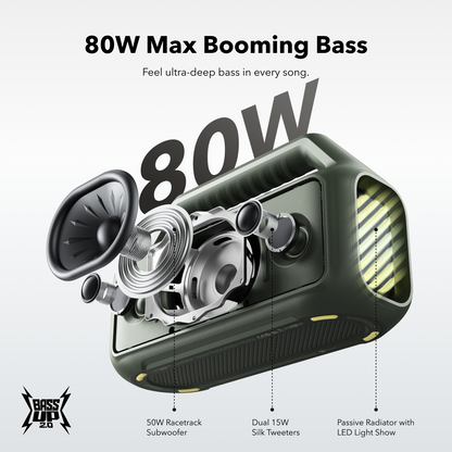 Tragbarer Bluetooth-Lautsprecher Anker SoundCore Boom 2 Neue Version, 80W, TWS, RGB, Wasserdicht, Blau A3138032