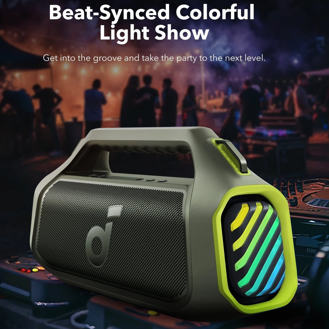 Tragbarer Bluetooth-Lautsprecher Anker Soundcore Boom 2 Plus, 140W, RGB, wasserdicht, grün A3134061 