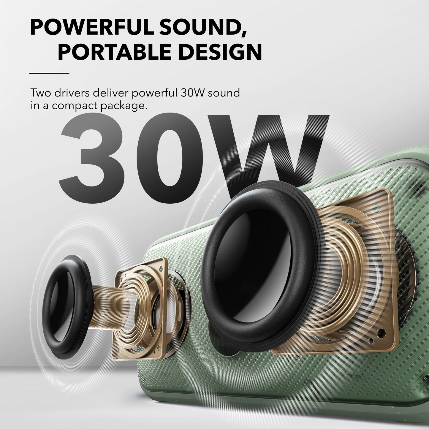 Anker SoundCore Motion 300 Portable Bluetooth Speaker, 30W, TWS, Waterproof, Green A3135061