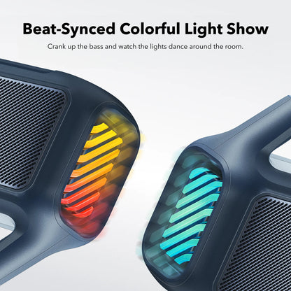 Tragbarer Bluetooth-Lautsprecher Anker SoundCore Boom 2, 80W, TWS, RGB, wasserdicht, Blau A3138031