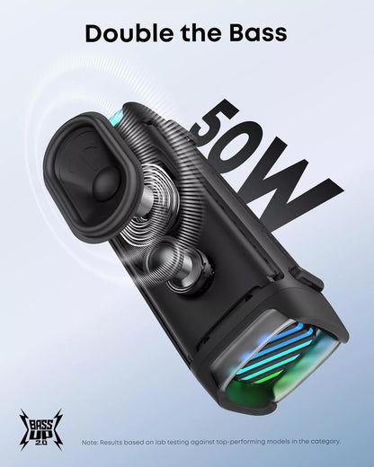 Anker SoundCore Boom 3i Portable Bluetooth Speaker, 50W, RGB, Waterproof, Black D5100010