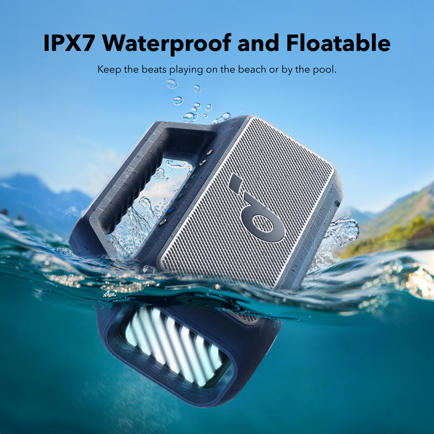 Tragbarer Bluetooth-Lautsprecher Anker SoundCore Boom 2 Neue Version, 80W, TWS, RGB, Wasserdicht, Blau A3138032