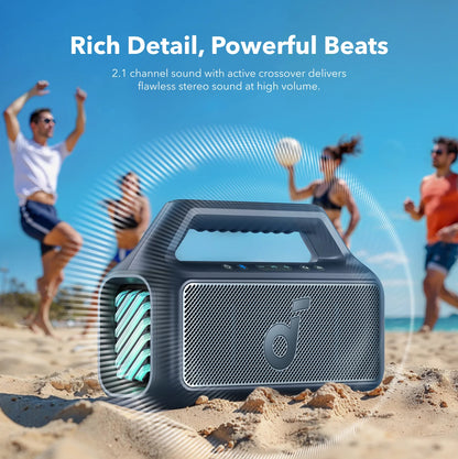 Tragbarer Bluetooth-Lautsprecher Anker SoundCore Boom 2, 80W, TWS, RGB, wasserdicht, Blau A3138031
