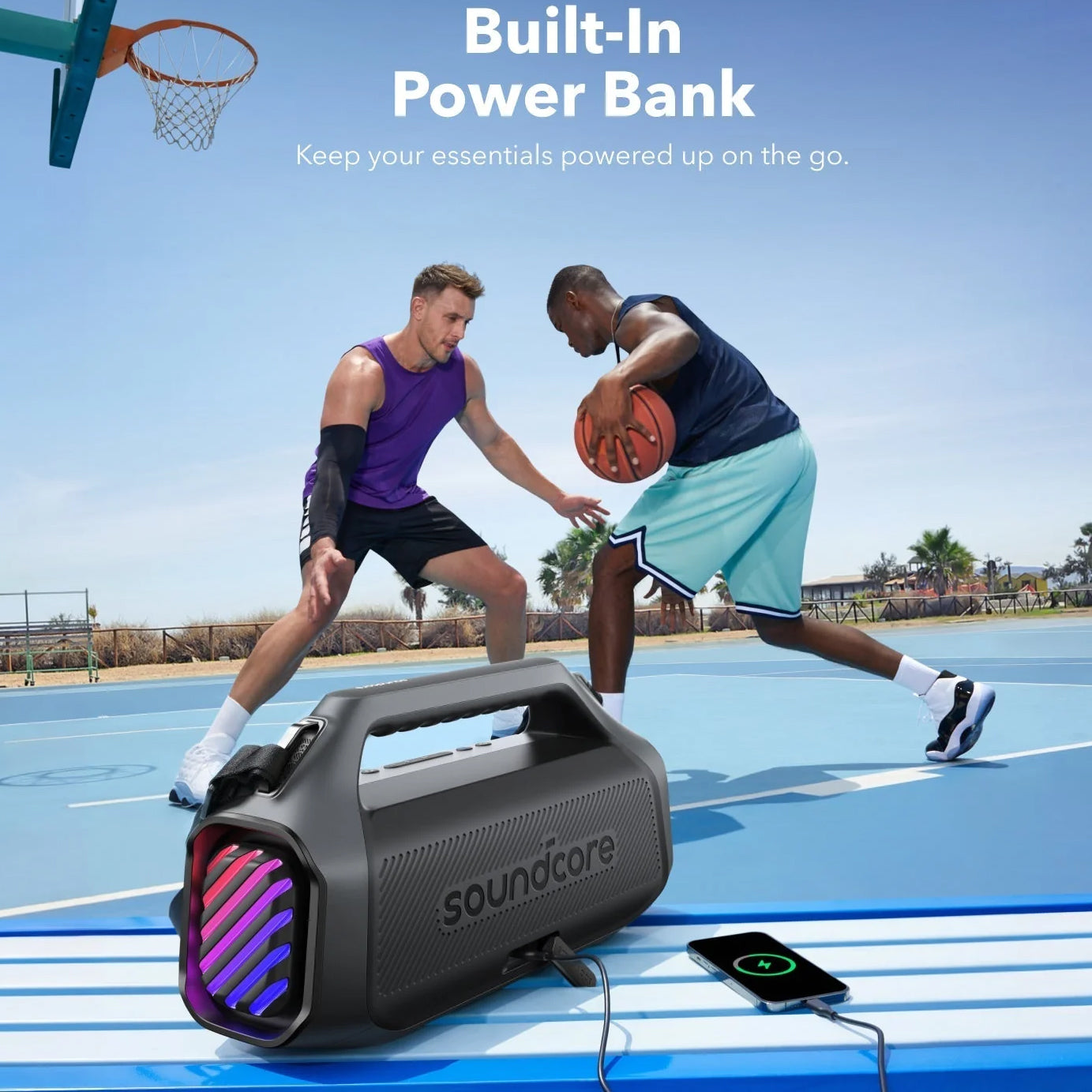 Tragbarer Bluetooth-Lautsprecher Anker SoundCore Boom 2 Plus, 140W, TWS, RGB, wasserdicht, Schwarz A3134011