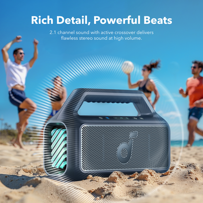 Tragbarer Bluetooth-Lautsprecher Anker SoundCore Boom 2 Neue Version, 80W, TWS, RGB, Wasserdicht, Blau A3138032