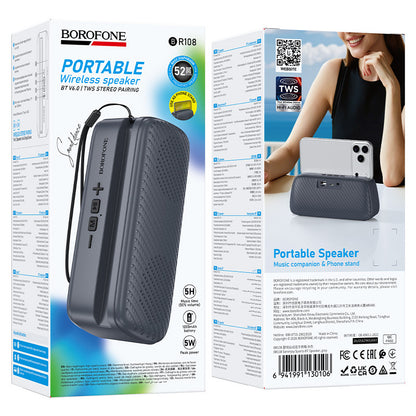 Borofone BR108 Serenjoy tragbarer Bluetooth-Lautsprecher, 5 W, TWS, Grau