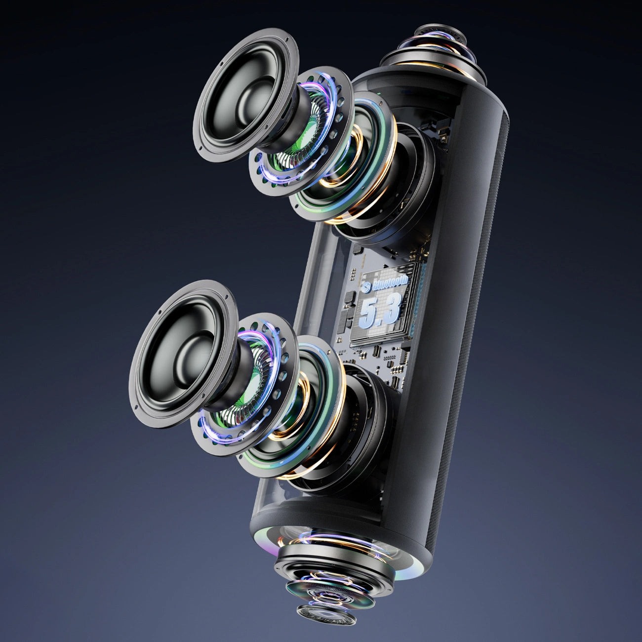 Tragbarer Bluetooth-Lautsprecher Dudao Y21, 2 x 5W, TWS, RGB, Schwarz