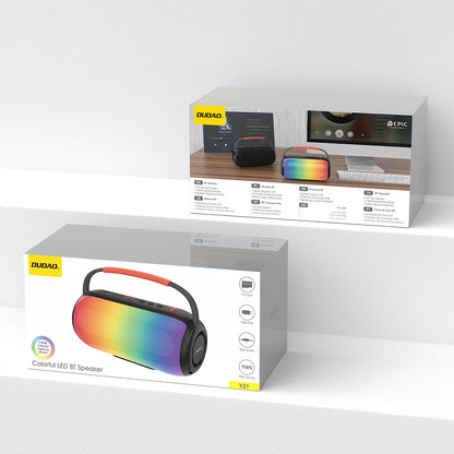 Tragbarer Bluetooth-Lautsprecher Dudao Y21, 2 x 5W, TWS, RGB, Schwarz