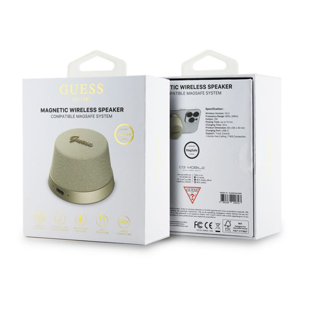 Tragbarer Bluetooth-Lautsprecher Guess Stand Magnetic Script Metal, 3W, Gold