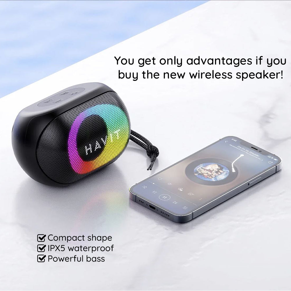 Portable Bluetooth Speaker HAVIT SK885BT, 8W, RGB, Waterproof, Black