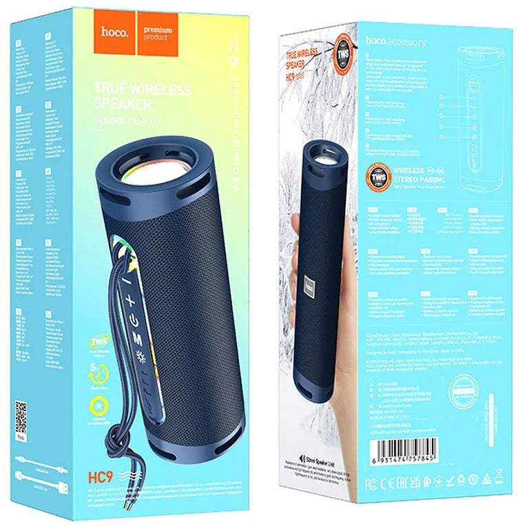 Bluetooth Tragbarer Lautsprecher HOCO HC9 Dazzling Pulse Sports, 10W, TWS, RGB, Blau
