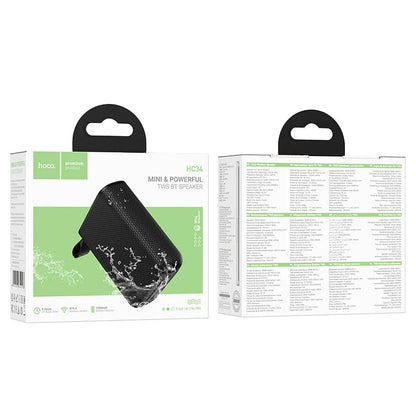 Tragbarer Bluetooth-Lautsprecher HOCO HC34, 5W, TWS, wasserdicht, Schwarz